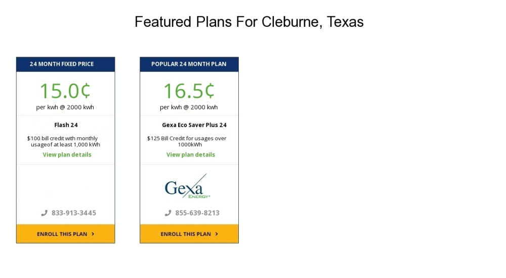 Compare the cheapest Cleburne electricity providers and rates