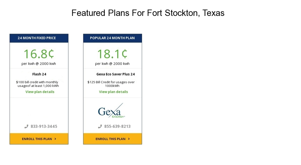 Compare the cheapest Fort Stockton electricity providers and rates