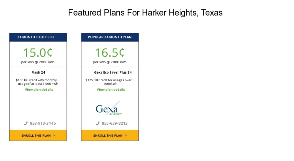 Compare the cheapest Harker Heights electricity providers and rates