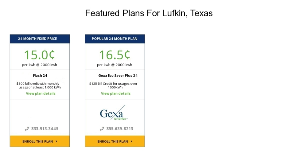 Compare the cheapest Lufkin electricity providers and rates