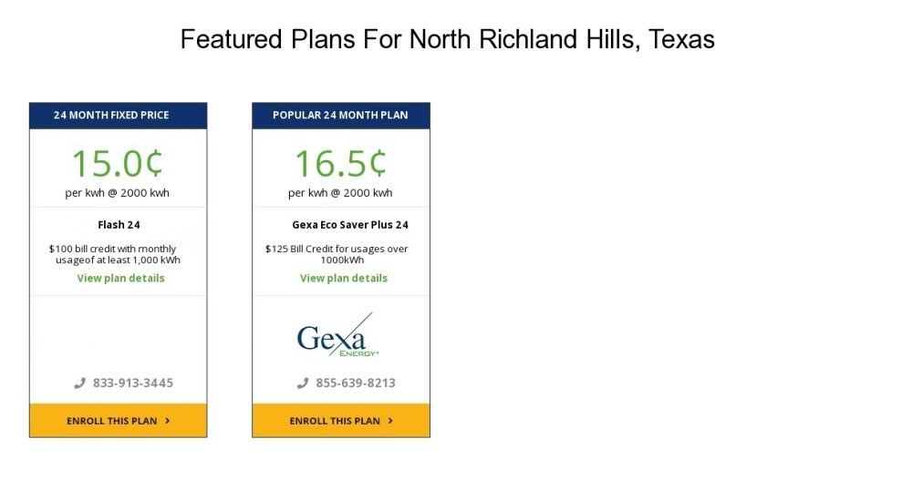 Compare the cheapest North Richland Hills electricity providers and rates