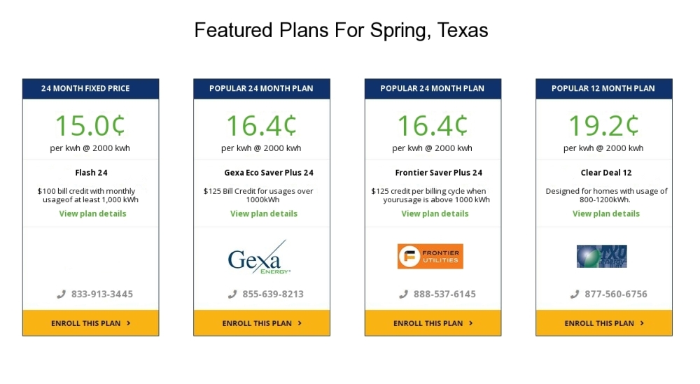 Compare the cheapest Spring electricity providers and rates