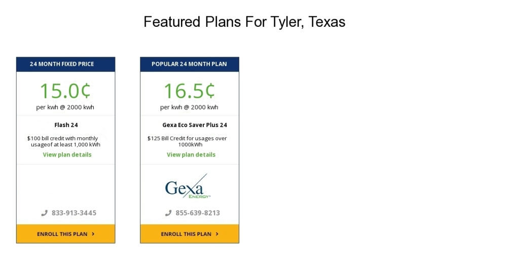 Compare the cheapest Tyler electricity providers and rates